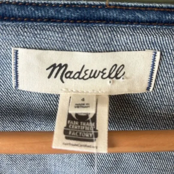 NWT Madewell Denim Square-Neck Crop Top in Hallwood Wash Sz 4 - Picture 4 of 7